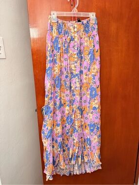 Rachel Zoe Purple Orange Blue Floral Skirt